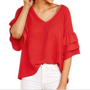 Bell Sleeve v neck blouse size small NWT